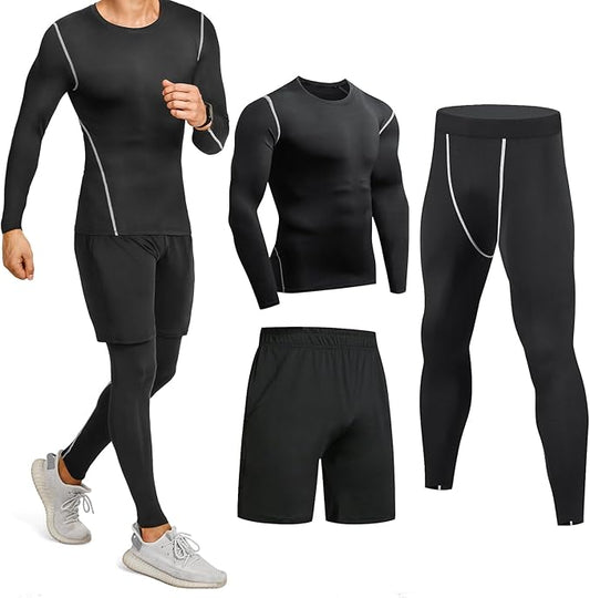Ensemble Compression Homme Tenue Sport Fitness Vêtement Running